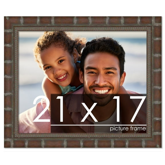 21x17 Brown Modern Bamboo Picture Frame - UV Acrylic, Foam Board Backing, Hanging Hardware
