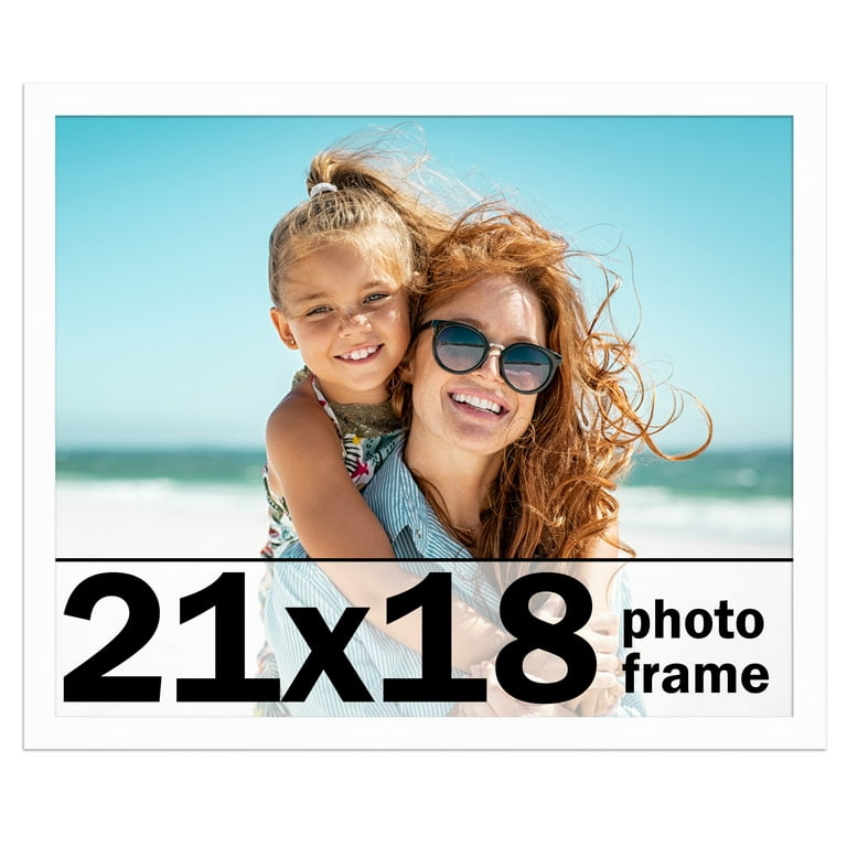 21x18 Frame White Solid Wood Picture Frame Includes UV Acrylic