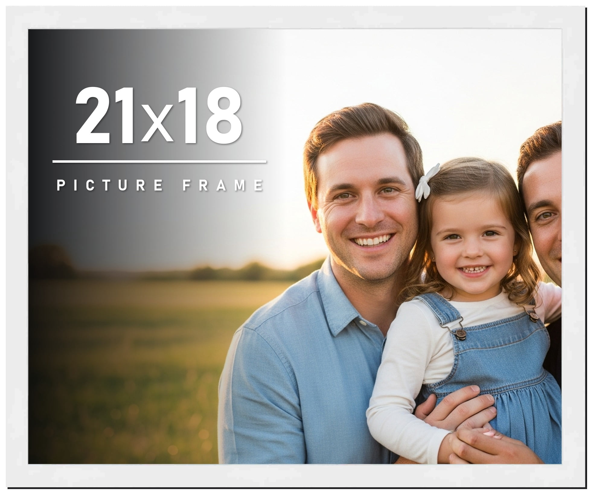21x18 Frame White Solid Wood Picture Frame Includes UV Acrylic