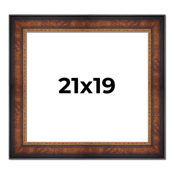 21x19 Frame Brown Walnut Gold Ornate Trim Solid Wood Plein Air Picture Frame | 3 Inch Moulding