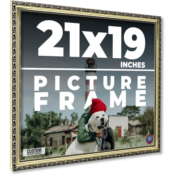 21x19 Frame Silver Solid Wood Picture Frame Width 1.125 Inches | Interior Frame Depth 0.375 Inches