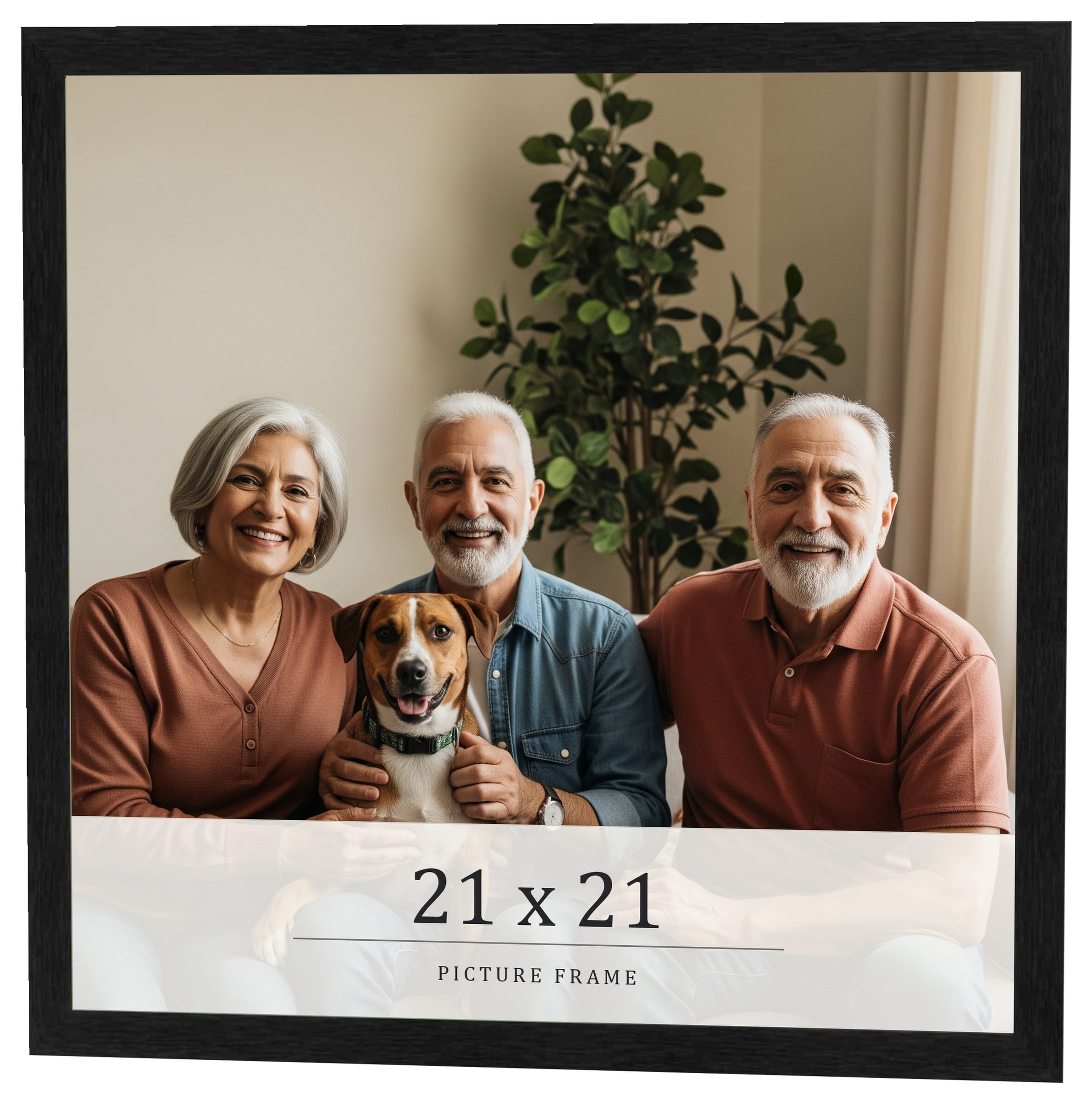 21x21 Frame Black Charcoal Grey Wood Textured Picture Frame | 0.75