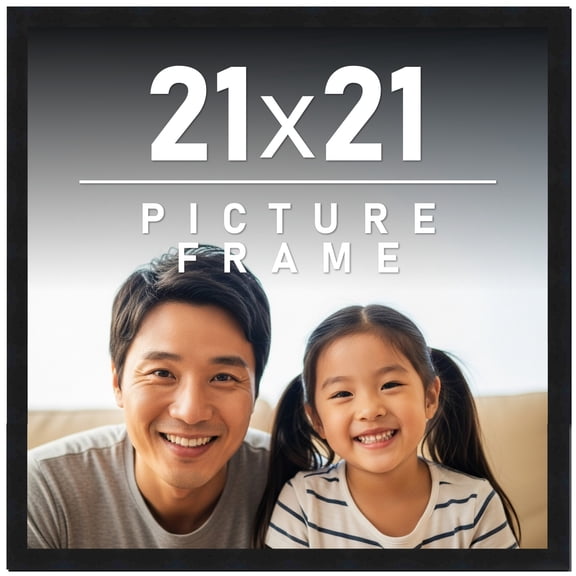 21x21 Frame Black Solid Wood Picture Frame | 0.75 Inch Moulding Width | Includes UV Acrylic