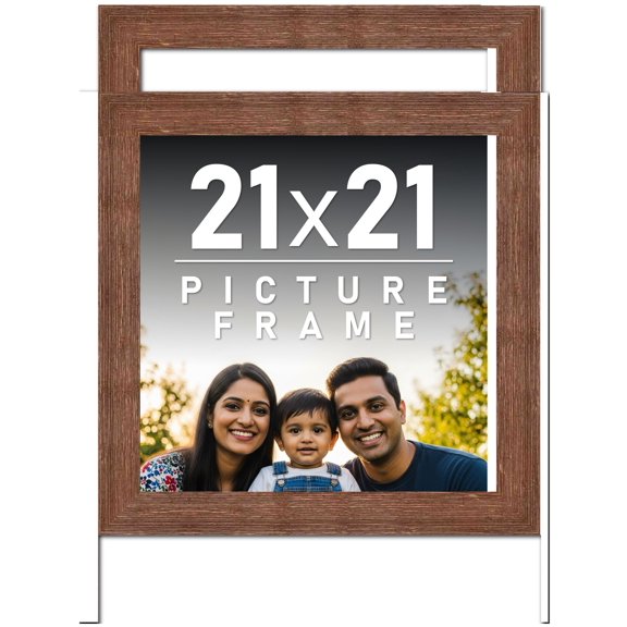 21x21 Frame Brown Distressed Barnwood Picture Frame | Rustic Farmhouse Photo Frame Includes UV