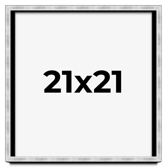 21x21 Frame Brushed Silver Solid Wood Picture Frame | 0.75 Inch Moulding Width | Rabbet Depth 0.75