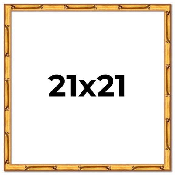 21x21 Frame Gold Bamboo Picture Frame - Modern Photo Frame Includes UV Acrylic Shatter Guard Front,
