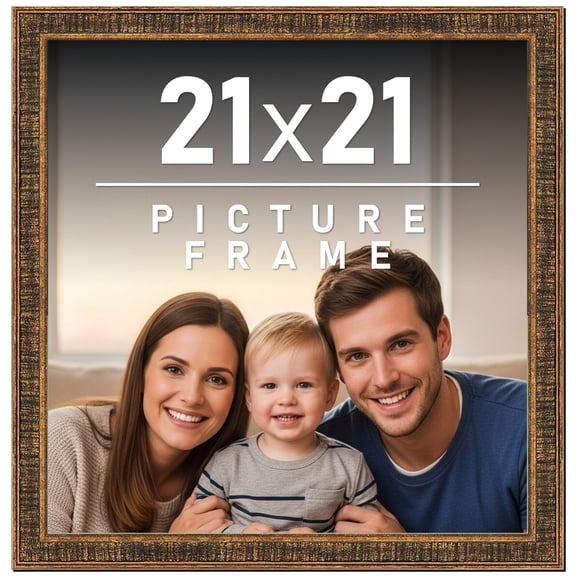 21x21 Frame Gold Solid Wood Picture Frame Includes UV Acrylic Plexiglass, Acid Free Foam Backing