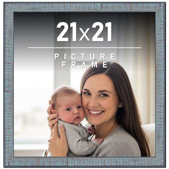 21x21 Frame Rustic Sky Blue Solid Wood Picture Frame | 0.75 Inch Moulding Width |Includes UV