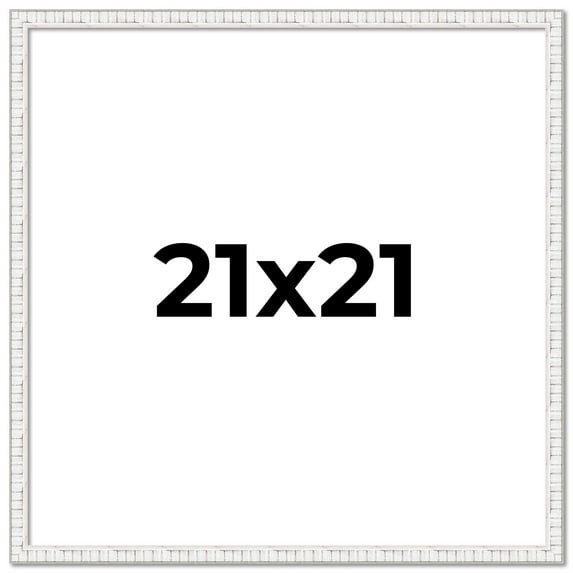 21x21 Frame White Scuffed Rustic Solid Wood Picture Frame | 0.75 Inch Moulding Width| Includes UV