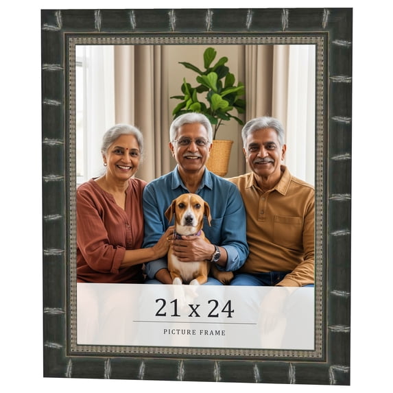 21x24 Frame Black Bamboo Solid Wood Picture Frame Width 1.5 Inches | Interior Frame Depth 0.5