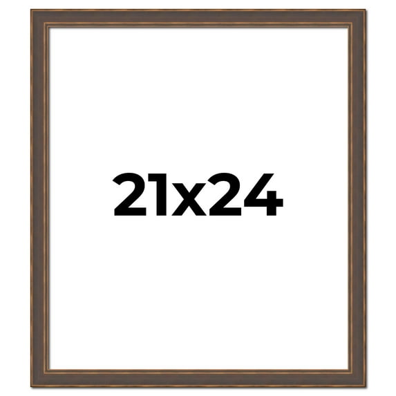 21x24 Frame Golden Caramel Solid Wood Bronze Picture Frame | 1.25 Inch Moulding Width | 0.5 Inch