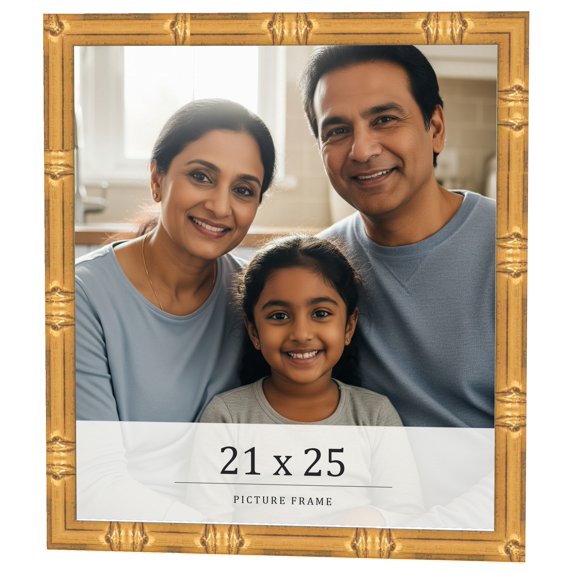 21x25 Frame Gold Bamboo Solid Wood Picture Frame | 1 Inch Moulding Width | Interior Frame Depth
