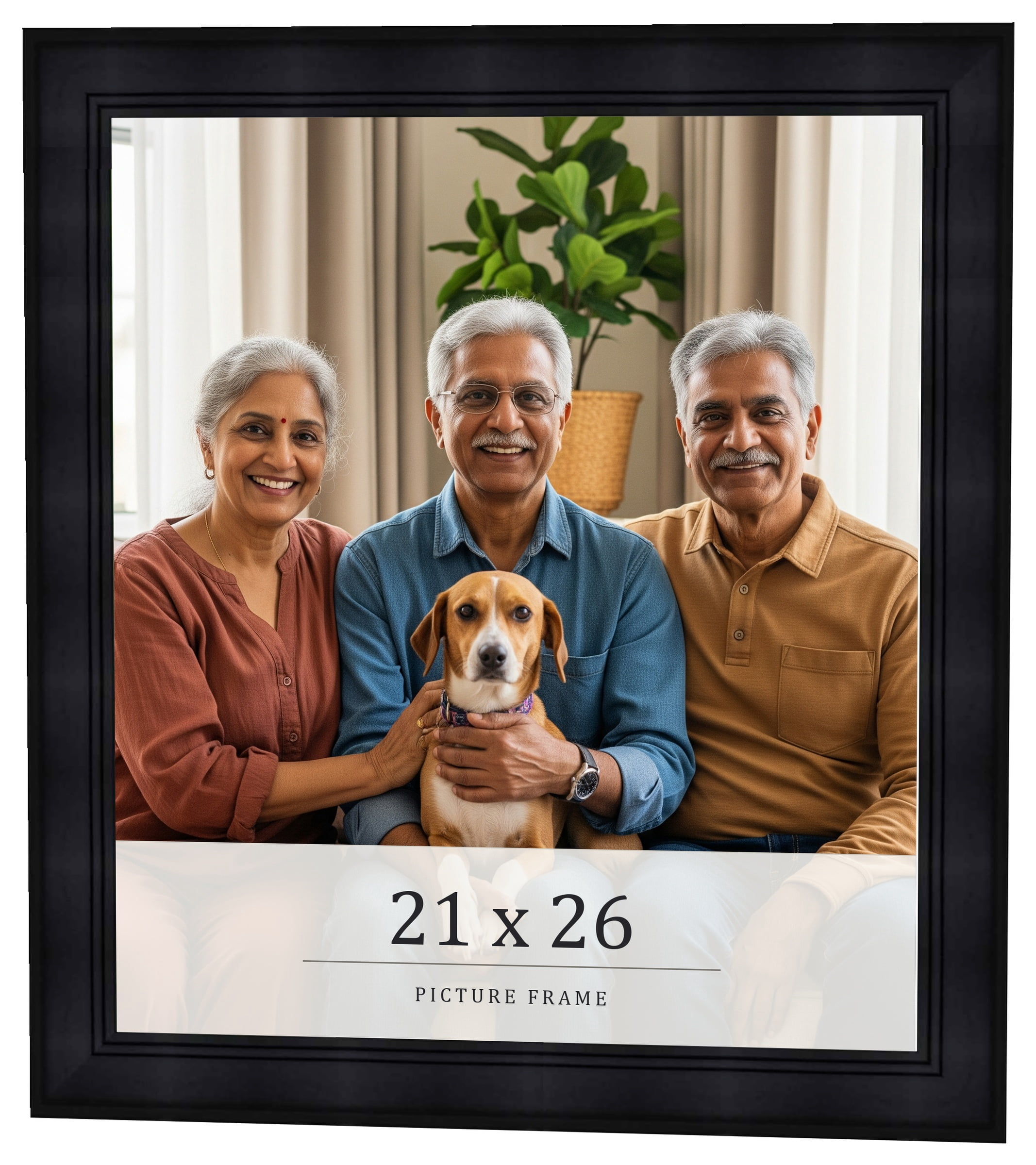 21x26 Frame Black Charcoal Grey Wood Textured Picture Frame | 0.75