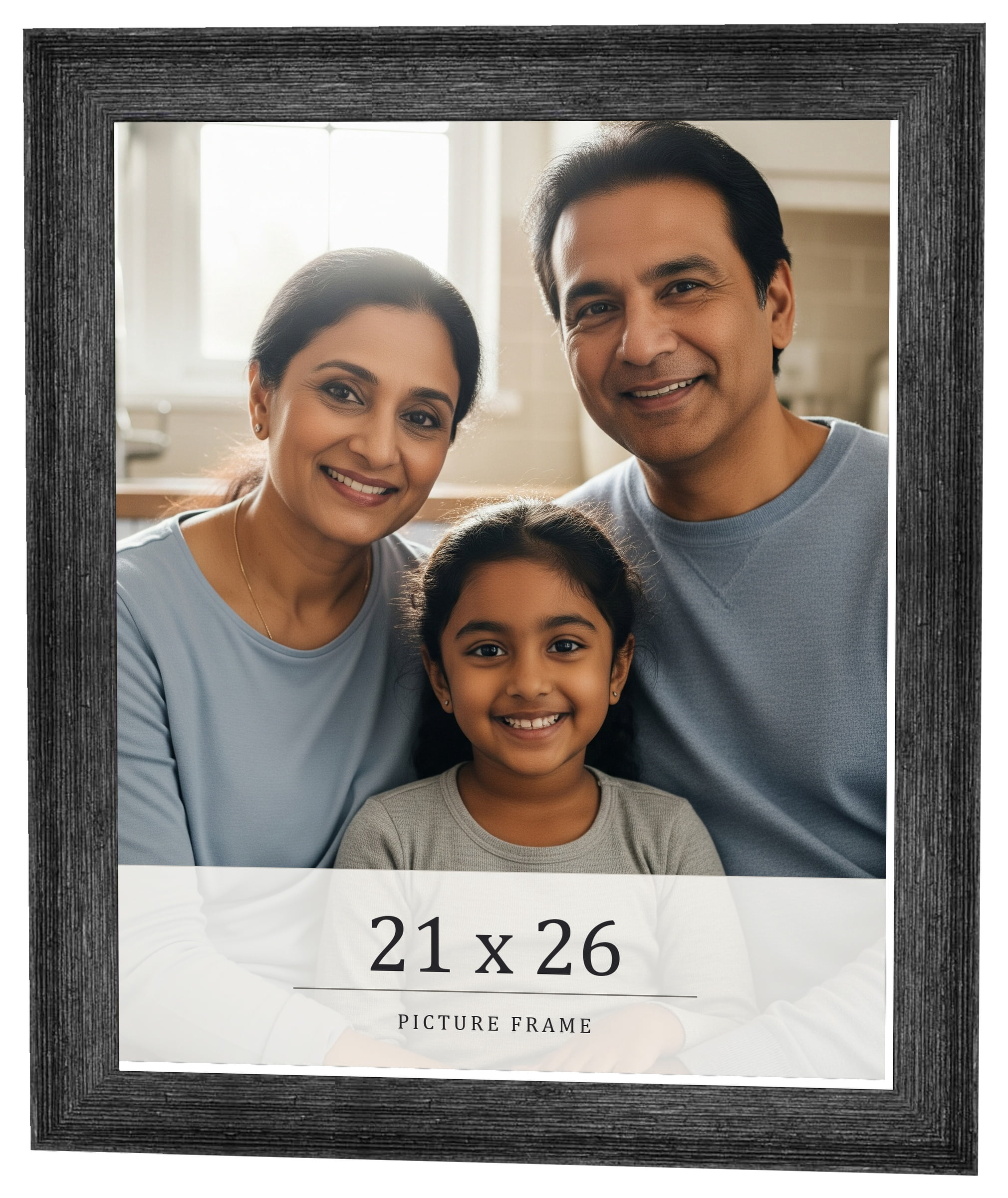21x26 Frame Black Charcoal Grey Wood Textured Picture Frame | 0.75