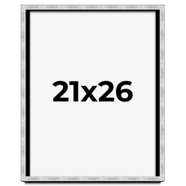 21x26 Frame Brushed Silver Solid Wood Picture Frame | 0.75 Inch Moulding Width | Rabbet Depth 0.75