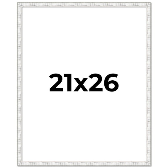 21x26 Frame White Scuffed Rustic Solid Wood Picture Frame | 0.75 Inch Moulding Width| Includes UV