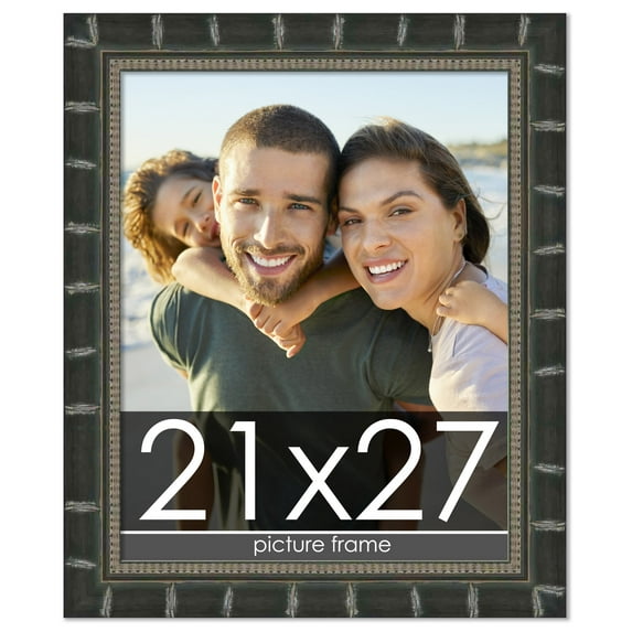 21x27 Bamboo Black Complete Wood Picture Frame with UV Acrylic, Foam Board Backing, & Hardware