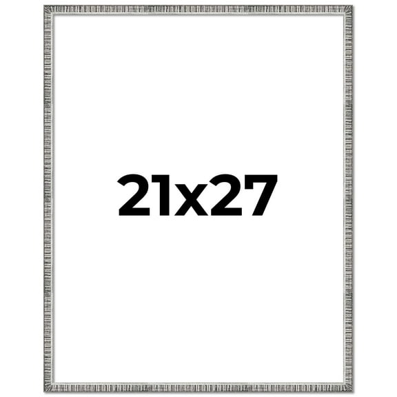 21x27 Frame Silver Grey Distressed Solid Wood Picture Frame | 0.75 Inch Moulding Width | Interior