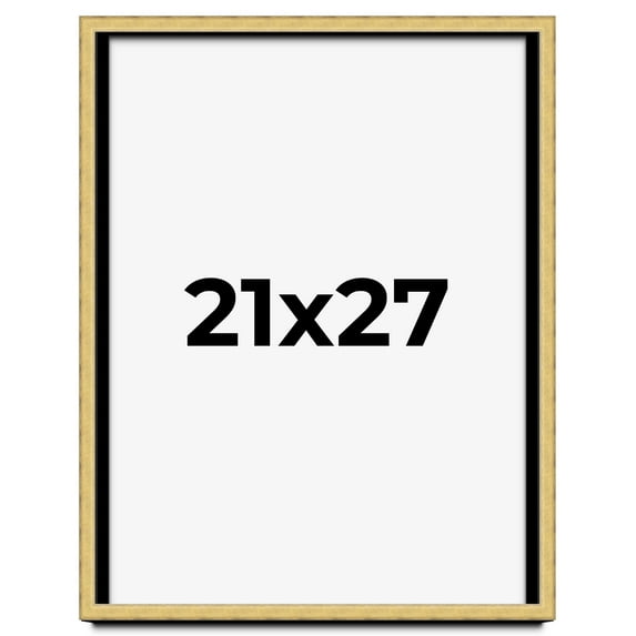 21x27 Shadow Box Frame Gold | 1.375 Inches Deep Real Wood Contemporary Shadowbox Display Frame | UV