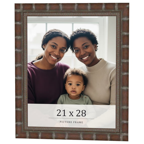 21x28 Dark Brown Bamboo Real Wood Picture Frame Width 1.5 inches | Interior Frame Depth 0.5 inches