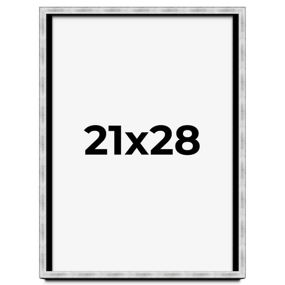 21x28 Frame Brushed Silver Solid Wood Picture Frame | 0.75 Inch Moulding Width | Rabbet Depth 0.75