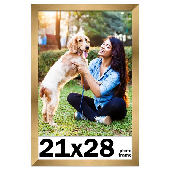 21x28 Frame Gold Bronze Modern Solid Wood Picture Frame | 0.75 Inch Moulding Width | Includes UV