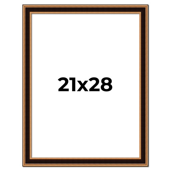 21x28 Frame Gold Brown Plein Air Vintage Solid Wood Picture Frame | 1.75 Inches Moulding Width |