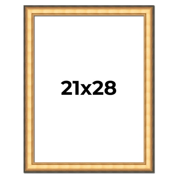 21x28 Frame Gold Plein Aire Solid Wood Picture Frame Width 2 Inches | Interior Frame Depth 0.5