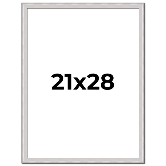 21x28 Frame Silver Inner Slope Bevel Picture Frame | 1 Inch Moulding Width | 0.75 Inch Rabbet Depth