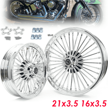 21x3.5 16x3.5 Fat Spoke Chrome Wheel Rims Set for Harley Touring Bagger Road King 84-08