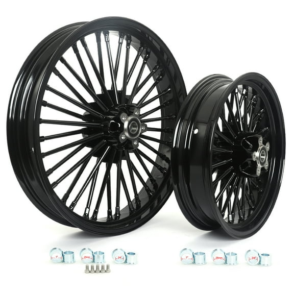 21x3.5 & 16x3.5 Front Rear Wheels Fat Spokes Dual Disc for Harley Softail Fatboy Heritage Classic Custom