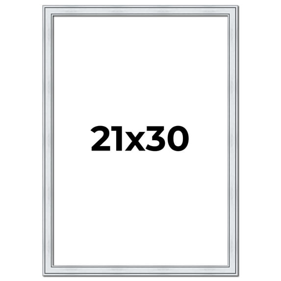 21x30 Frame Sterling Silver Solid Wood Picture Frame | 1.25 Inch Moulding Width | 0.75 Inch