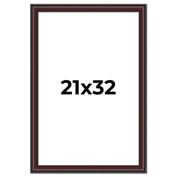 21x32 Frame Brown Round Mahogany Solid Wood Picture Frame | 1.625 Inch Moulding Width | with UV