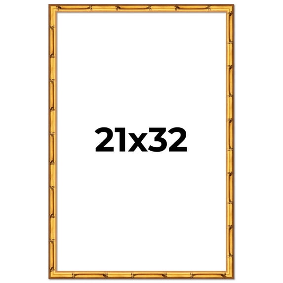 21x32 Frame Gold Bamboo Solid Wood Picture Frame | 1 Inch Moulding Width | Interior Frame Depth