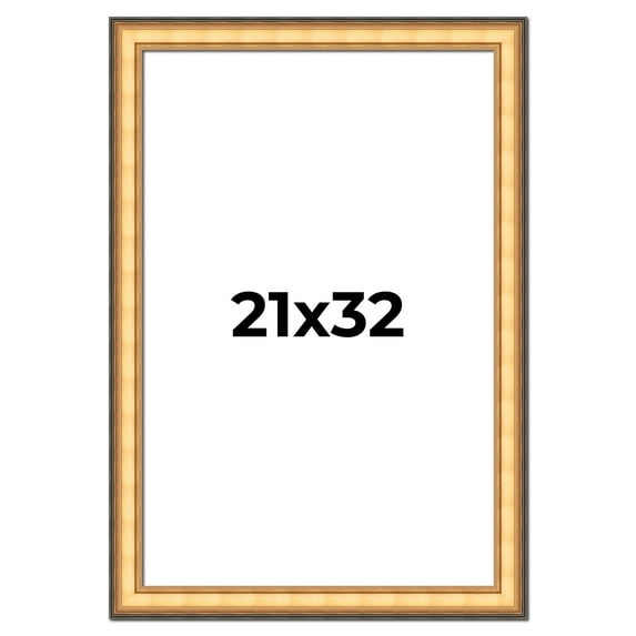 21x32 Frame Gold Plein Aire Solid Wood Picture Frame Width 2 Inches | Interior Frame Depth 0.5
