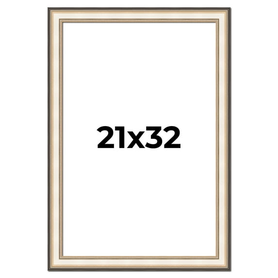 21x32 Frame Gold Silver Plein Aire 2" Inch Wide Moulding Solid Wood Picture Frame | Modena