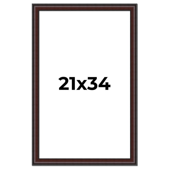 21x34 Frame Brown Round Mahogany Solid Wood Picture Frame | 1.625 Inch Moulding Width | with UV