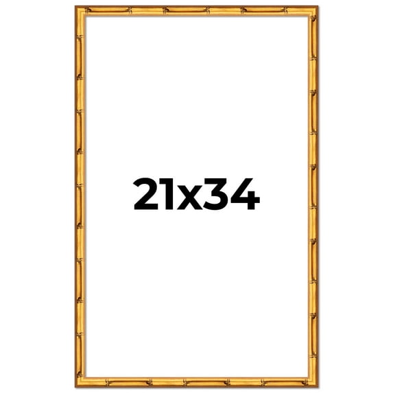21x34 Frame Gold Bamboo Solid Wood Picture Frame | 1 Inch Moulding Width | Interior Frame Depth