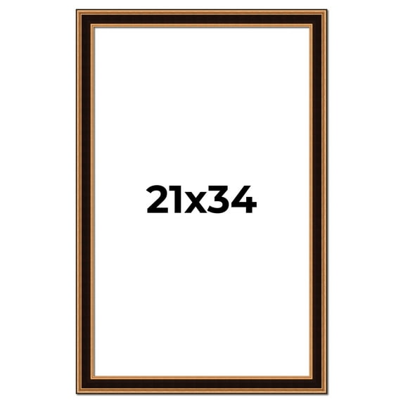 21x34 Frame Gold Brown Plein Air Vintage Solid Wood Picture Frame | 1.75 Inches Moulding Width |