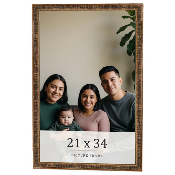 21x34 Frame Gold Kingsley Distressed Solid Wood Picture Frame Width 0.75 Inches | Interior Frame