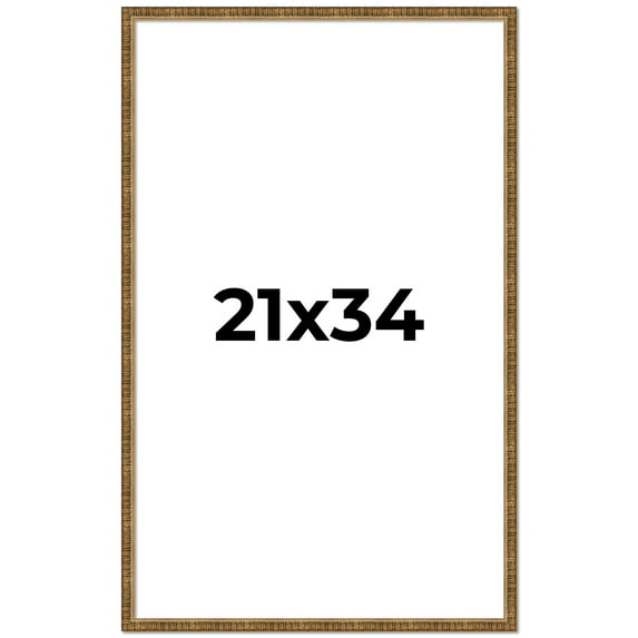 21x34 Frame Gold Kingsley Distressed Solid Wood Picture Frame Width 0.75 Inches | Interior Frame