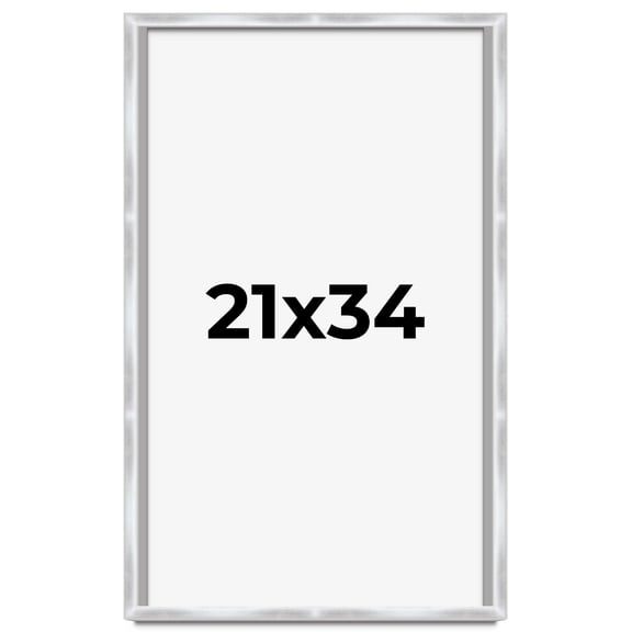 21x34 Frame Silver Whitewashed Wood Grain Solid Wood Shadow Box | 0.75 Inch Moulding Width | 0.75