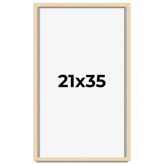 21x35 Frame Natural Wood Picture Frame | 0.75 Inch Moulding Width | with UV Acrylic Plexiglass,