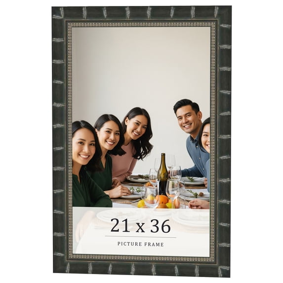 21x36 Frame Black Bamboo Solid Wood Picture Frame Width 1.5 Inches | Interior Frame Depth 0.5