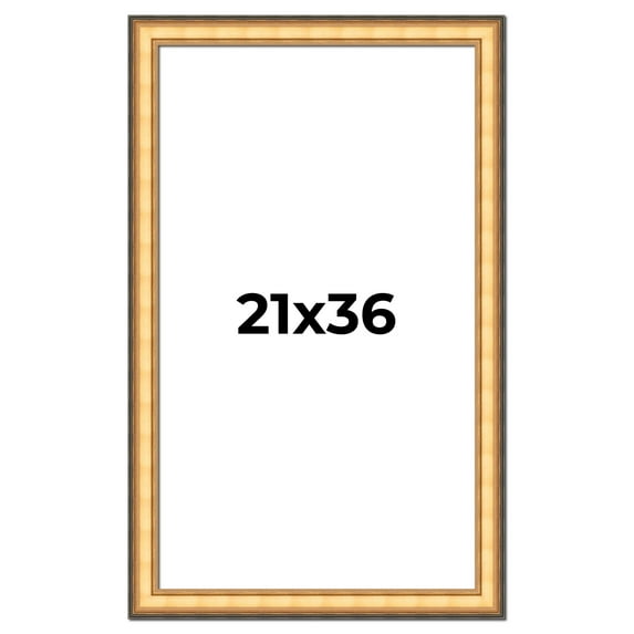 21x36 Frame Gold Plein Aire Solid Wood Picture Frame Width 2 Inches | Interior Frame Depth 0.5