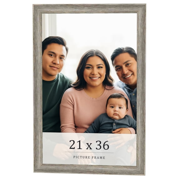 21x36 Frame Grey Solid Wood Picture Frame Width 1 Inches | Interior Frame Depth 0.5 Inches |