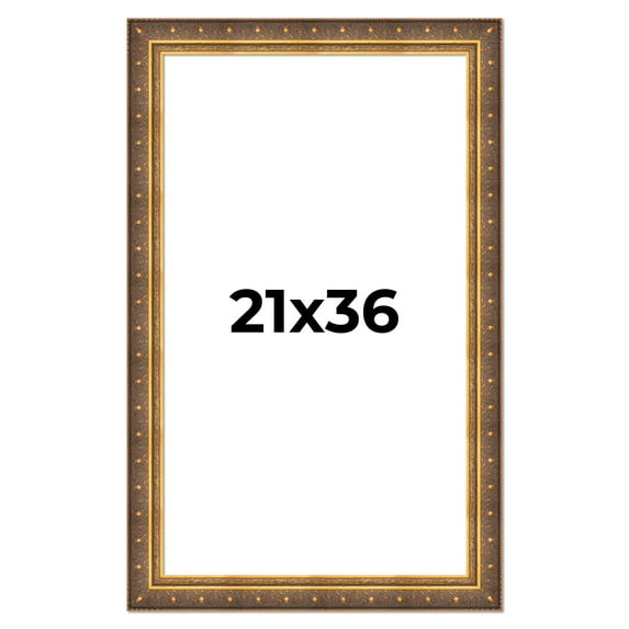 21x36 Frame Vintage Gold Solid Wood Picture Frame | 2.5 Inch Moulding Width | Ornate Bronze Museo