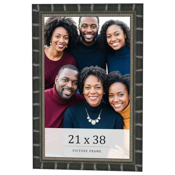 21x38 Frame Black Bamboo Solid Wood Picture Frame Width 1.5 Inches | Interior Frame Depth 0.5