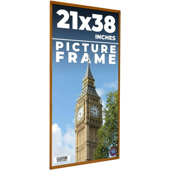 21x38 Honey Brown Real Wood Picture Frame Width 0.75 inches | Interior Frame Depth 0.5 inches |
