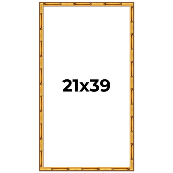 21x39 Frame Gold Bamboo Solid Wood Picture Frame | 1 Inch Moulding Width | Interior Frame Depth